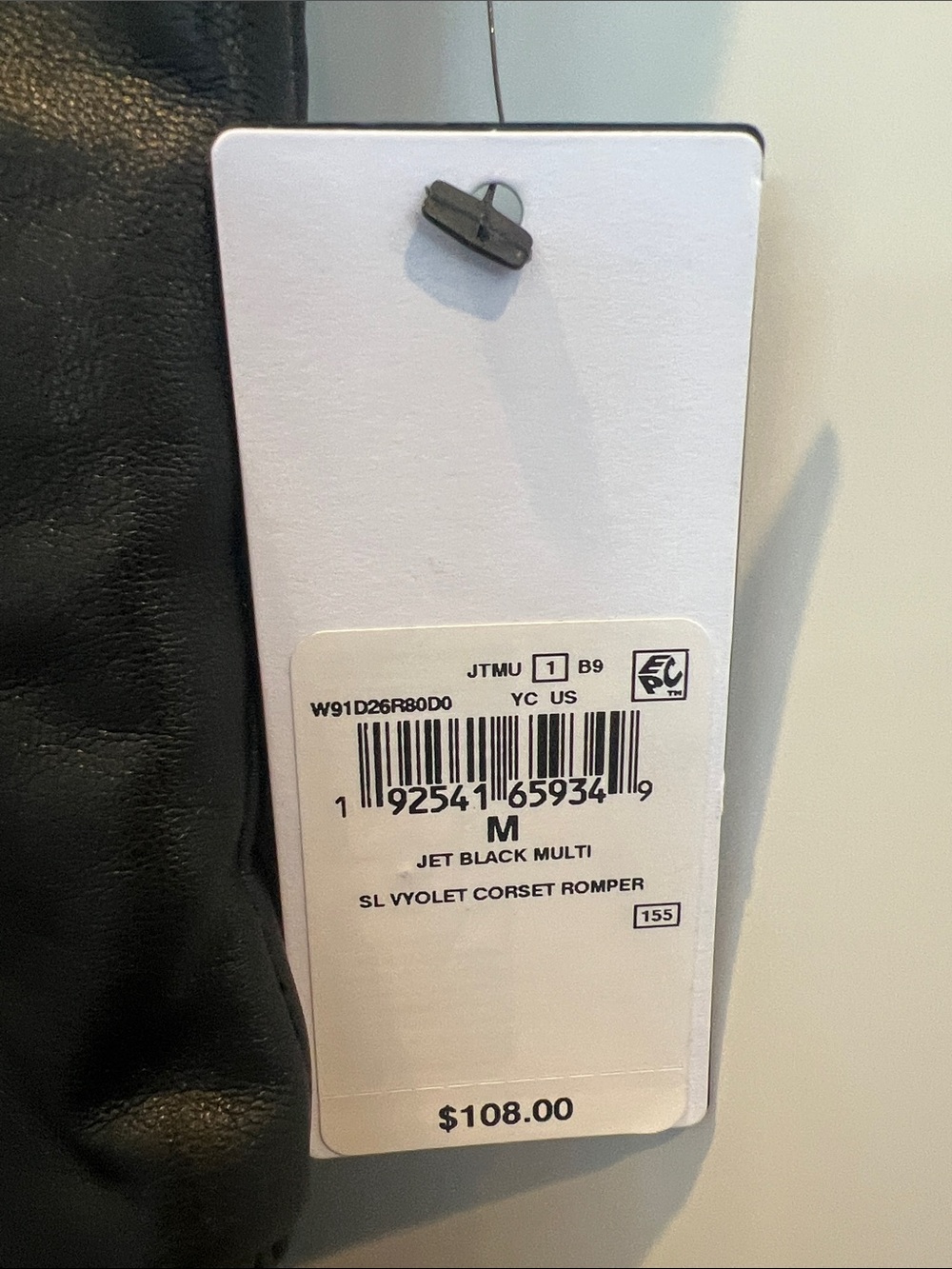 NWT Guess Black Faux Leather Zip-Front Romper - Picture 3 of 12